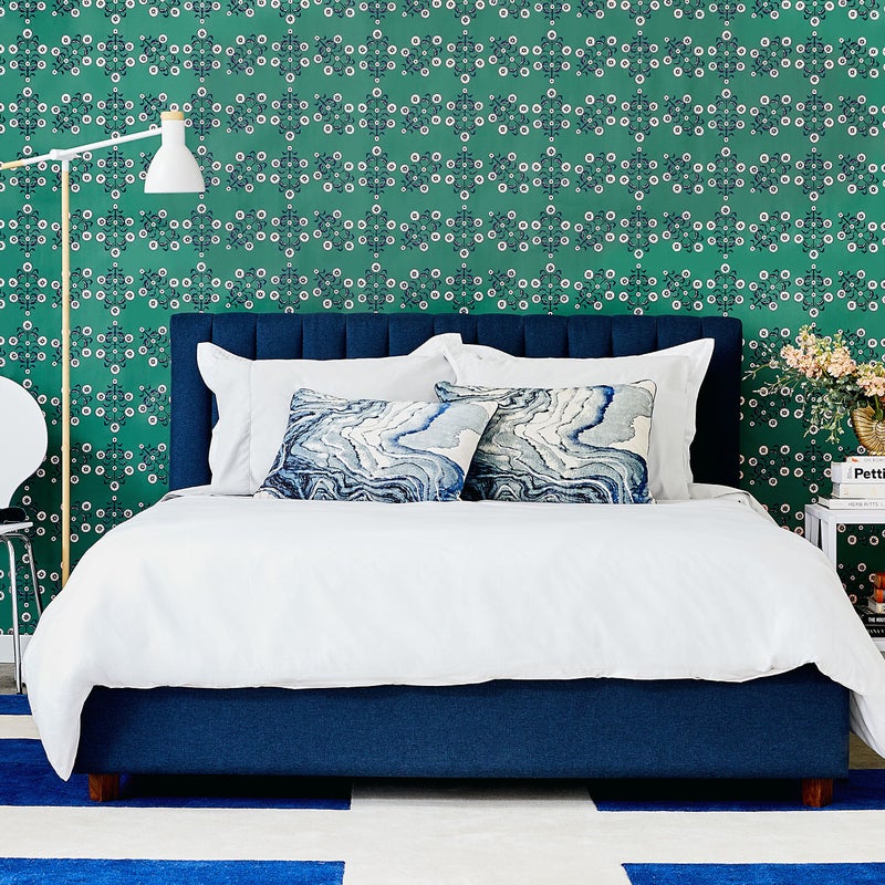 Tempaper Novogratz x Tempaper Emerald Block Print Floral Removable Peel and Floral Stick Wallpaper, 20.5 in X 16.5 ft, Made in the USA - Image 2